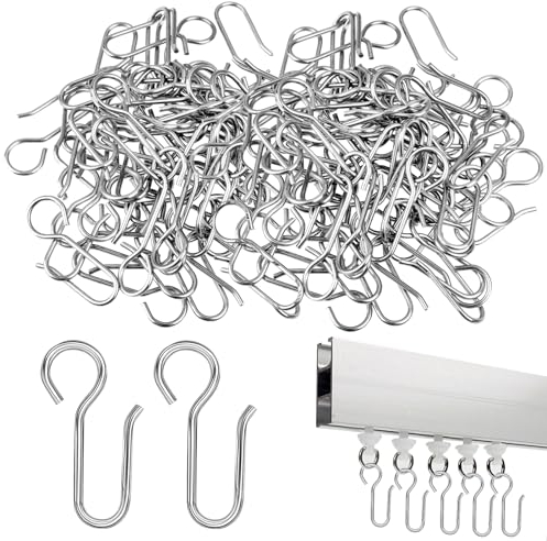 Giantree 60 ganchos para cortina de ducha en forma de S, ganchos de metal a prueba de óxido, anillos para cortina de baño, ganchos de cortina de deslizamiento suave de alta carga, ganchos de cortina
