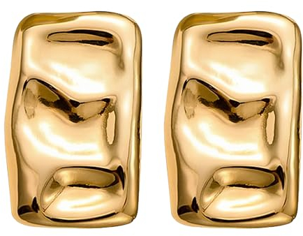 TONAUP Chunky Ohrringe Dupes Damen, Geometrische Quadratische Ohrringe Tropfen Gold Mit 2 Stuck Piercing Pistole, Übertriebene Mode Vergoldete Ohrringe Modeschmuck