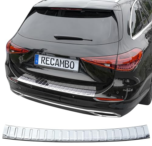 RECAMBO Ladekantenschutz Edelstahl kompatibel für Mercedes T-Modell S206 BJ ab 2021 - Hochglanz poliert, Chrom Look - Styling und Schutz für die Stoßstange