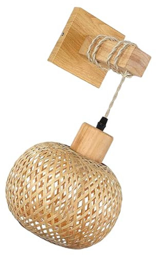 jojofuny Landhausstil Wandleuchte Aus Holz Für Innenbereich Wohnzimmer Flur Badezimmer Schlafzimmer Rustikale Wandlampe Boho-stil Dekoration Glühbirne Nicht Enthalten