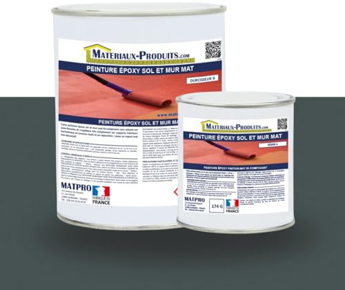 MATPRO - Peinture Epoxy Sol, Mur Aspect Mat - Sans Solvant, Auto-Lissant - Application Support Intérieur Horizontal/Vertical - Gris Anthr. -2.5Kg