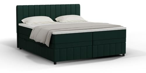 PANDA MÖBEL Homesy Avalon Boxspringbett 180x200 cm, Doppelbett inklusive Matratze und Topper, Polsterbett mit Bettkasten, Komfortables Boxspringbett für das Schlafzimmer, modern und stilvoll