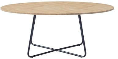 Home Deluxe - Couchtisch Oval NOVARIS 110 x 66 x 47 cm - Fishbone Oak|Sofatisch, Wohnzimmertisch, Wohnzimmer