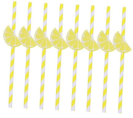 minkissy 30pcs Paper Drinking Straws Lemon Straws Coffee Milk Straw Lemon Drinking Straws Cool Drink Straw Party Supplies Paper Straws Paper Straw Straws Juice Yellow