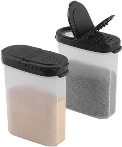 SIGNORA WARE Gewürzgläser mit Deckel, nachfüllbar, leer, luftdicht, 237 ml, 2-in-1 Ausgieß-/Schalter-Deckel, transparenter Kunststoff, Gewürz-/Gewürz-Organizer, Küche/Reisen, 2 Stück