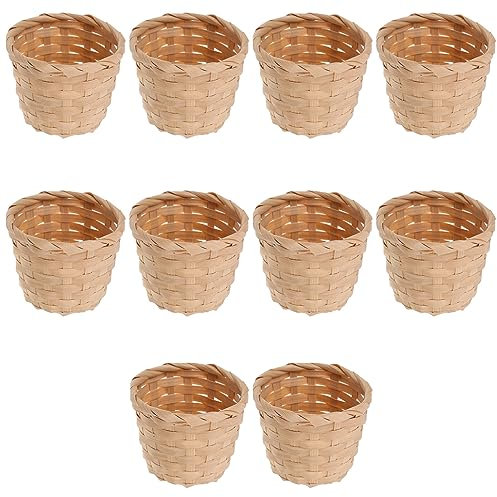 DOITOOL Cestini Vimini Piccoli:Set Da 10 Cestini Intrecciati in Stile Rustico Per Piante Grasse, Fiori Artificiali E Decorazioni, Portaoggetti in Materiale Sintetico, Per Casa E Uffici