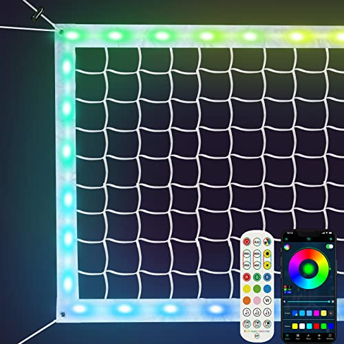 YepItIs Professionelles LED-Volleyballnetz, beleuchtet, 91 x 90 cm, tragbares Volleyballnetz für den Außenbereich, mit Fernbedienung, leuchtet im Dunkeln, robustes Badminton-Volleyballnetz für