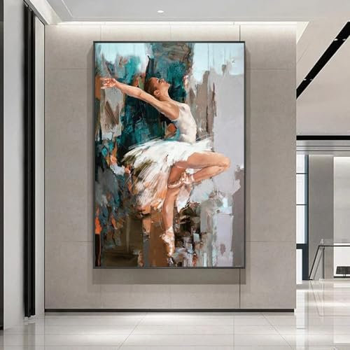 Abstraktes Ballettmädchen-Gemälde auf Leinwand, Poster und Drucke, tanzende Ballerina, Wandkunst, Bilder für Wohnzimmer, Dekoration, Gemälde, Kunst, 50 x 70 cm (20 x 28 Zoll), Innenrahmen