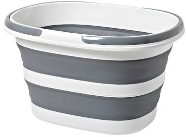 Gorocking Faltbare Eimer 16L/28L mit Henkel Putzeimer Faltbar für Camping, Angeln, Putzen, Autowäsche Weich großes Fassungsvermögen leicht stilvoll (Grau, 28L)