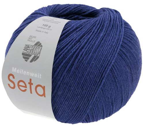 LANA GROSSA Meilenweit Seta | Sockengarn mit Seidenanteil, waschmaschinenfest | Handstrickgarn 55% Schurwolle (Merino), Polyamid, & Seide | 100g Wolle zum Stricken & Häkeln | 400m Garn FB45
