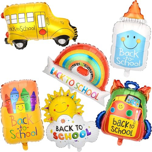 Back to School Folienballon 6PCS Schulkind Luftballons, Schulanfang Deko, Einschulung Schuleinführung Dekoration, Schulstart Deko