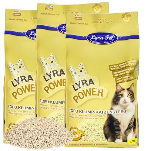 Lyra Pet® | 7,5 kg Tofu Katzenstreu | Parfümfreie Klumpstreu | 300% Saugkraft | Umweltfreundliches Naturprodukt aus Erbsenprotein | Auch für empfindliche Katzen | Staubfrei für eine saubere Wohnung