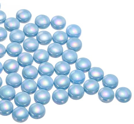 sourcing map Ceramics Beads,70pcs Flat Ceramics Gemstone Blue Iridescent 0.23lbs (0.47-0.87) Ceramics Marbles Pebbles for Vase Fillers Aquarium Decor DIY Craft