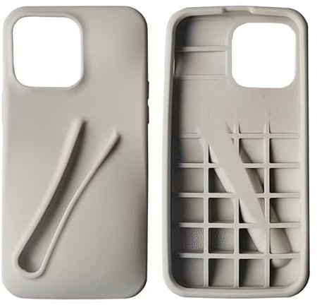 Stylish Silicone Lip Gloss Holder Case for iPhone 15 Plus 6.7 inch 2023 (Gray)