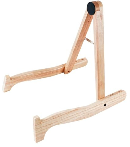 Guitar Holder, Acoustic Guitar Stand, Portable Guitar Stand, Folding Floor Stand for Guitars, A-Frame Holder with 4 Storage Slots, Wooden and Silicone Design for Acoustic, Electric, and Bass Guitars