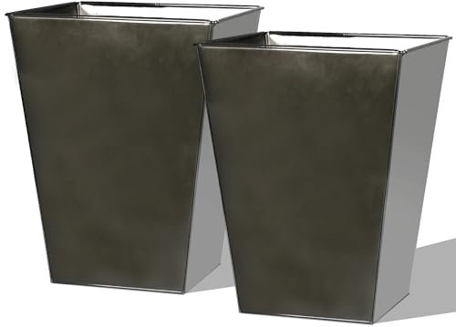Worth Großer Pflanzkübel für den Garten, Metall, glasiert, 5,1–35,6 cm Durchmesser x 45,7 cm Höhe – luxuriöses glänzendes Finish, schwarz, hoch, quadratisch, konisch zulaufender Stahl, dekorativer