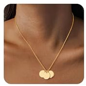 ALEXCRAFT Damen Kette Gold Halskette, 14K Vergoldet Ketten Wasserfest Hautverträglich Halskette mit Coin Plättchen Anhänger, Verstellbare Halsketten Boho Ketten Gold Schmuck für Damen Frauen Herren