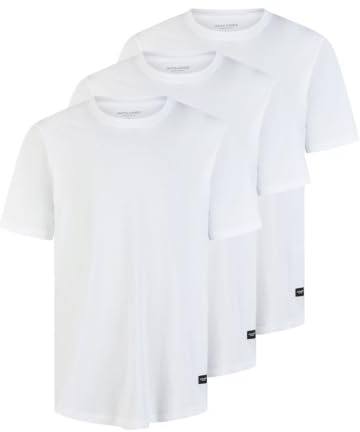 JACK & JONES Tshirt Herren lang geschnitten Set 100% Bio-Baumwolle Regular Fit JJENOA 3er Pack Rundhals Kurzarm Sommer Organic Basic Tee Shirt Schwarz Weiß Beige Grün Grau S M L XL XXL 3XL