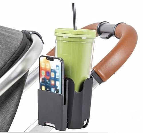 Pram Cup and Phone Holder, Universal fit for Stroller, Pushchair, Buggy, Bike and Wheelchair