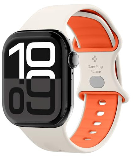 Spigen Correa Nano Pop Compatible con Apple Watch 10 42 mm, Serie 9/8/7 41 mm, SE2/SE/6/5/4 40 mm, 3/2/1 38 mm - Orange Beige