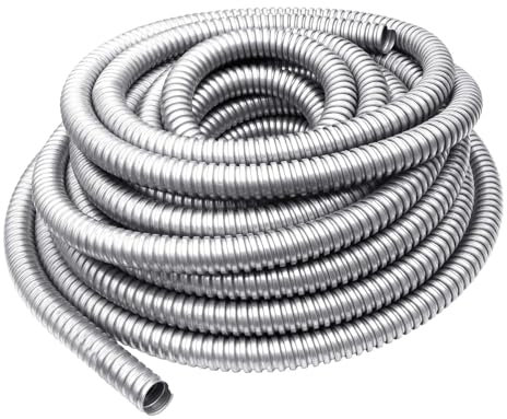 NIDAYE 25 ft 3/4 Inch Reduced Wall Flexible Metal Conduit, Galvanized Steel Outdoor Electrical Conduit for Greenfield Wiring, Cable Management