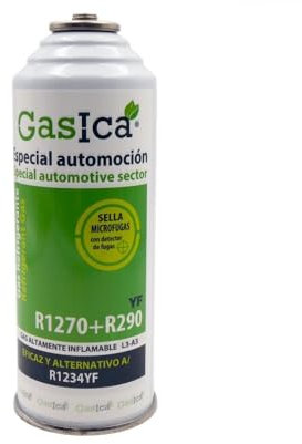 GASICA R1234yf ECO 🔧 Gas Refrigerante para Aire Acondicionado de Coche | 1 Botella de 226g | Recambio Compatible con Vehículos desde 2016 | Recarga AC Automoción | Carga Limpia, Ecológica y Eficaz