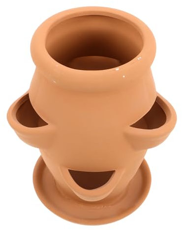 Warmhm Jardinière À Fraises : Jardinière en Céramique À 6 Compartiments – Pot De Fleurs en Terre Cuite pour Plantes Succulentes – Pot Décoratif D'intérieur D'extérieur