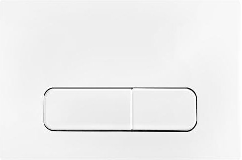 AQUAUNO Plaque de Commande WC Blanc Brillant – Double Chasse Éco – Compatible Geberit Sigma – Look Classique – Facile à Nettoyer et Discret