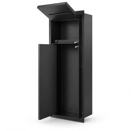 HAGO 24 | Module WC | Acier inoxydable noir | Fente | Encastrée | Armoire encastrable | Niche murale | 200 x 600 mm | Porte-papier toilette | Porte-brosse | Push to Open | Porte carrelable | Espace de
