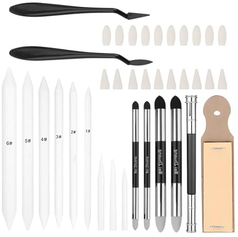 COGVOHY 37 PCS Blending Stumps and Sketch Tools Set, Includes Blending Sticks, Sponge Pens, Sketch Drawing Tools, Art Eraser, Shading Pencils for Sketching for Beginners and Artists
