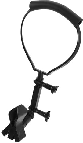 Abaodam Hands-free Holder Neck Microphone Adjustable and Mic Angle with Clamp, Portable Lightweight Stand Minimizes Wind Noise, Black for Live Broadcast Stage Performances