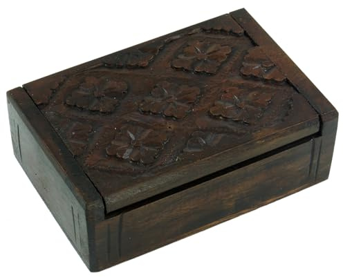 Handgearbeitete Holzdose mit Klappdeckel, Aufbewahrungskiste, Deko | Einzelstück aus Indonesien, ideal für Ordnung und stilvolle Akzente, verleiht jedem Raum besonderen Charme.