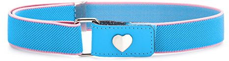 Ladeheid Mädchen Gürtel Elastik-Gürtel 1-6 Jahre 34-65 cm P15G (Blau/Rosa/Herz)