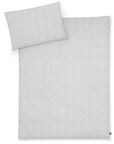 Julius Zöllner Jersey-Kinderbettwäsche 100x135 + 40x60cm, 2-teiliges Set aus Deckenbezug und Kissenbezug, 100 Prozent Jersey-Baumwolle, mit Reißverschluss, Standard 100 by Oeko-TEX, Tiny Squares Grey