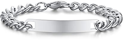 VNOX Personalisierte Gravur Paar Armbänder Personalisierbaren Armbänd Familie Armbänder|Partnerarmband für Paare|Pärchen Armband (Silber-7 mm-22,5 cm)