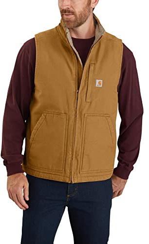 Carhartt Gilet Doublé Sherpa À Col Montant Vêtements d'extérieur de travail Homme, Beige/Marron, L Grande taille Taille Tall