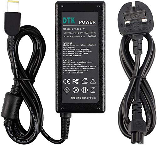 DTK 20V 3.25A 65W Laptop ADAPTER for LENOVO Thinkpad IdeaPad Notebook Computer PC Power Cord Supply Lead AC CHARGER Z40 Z50 G50 Yoga Edge Flex series Connector : 11.0 x 5.0mm