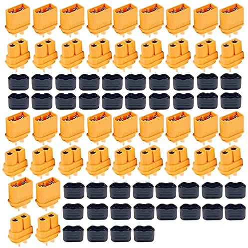 HUAZIZ 20 Paar XT60 Batterie Anschlüsse, XT60 Männlich Weiblich Stecker Buchse für RC-Modell und mehr (20 Stück XT60H Stecker + 20 Stück XT60H Buchse+40 Stück XT60H Sheath)