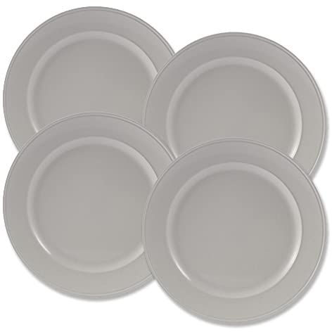 Cartaffini Collection London Lot de 4 assiettes plates en mélamine Blanc Ø 24,5 cm
