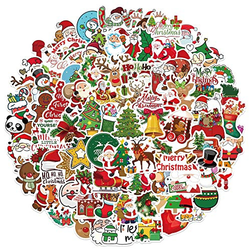 100 pezzi adesivi per decorazioni natalizie in vinile adesivi impermeabili per bambini regalo per custodia da viaggio ufficio laptop porta finestra carte