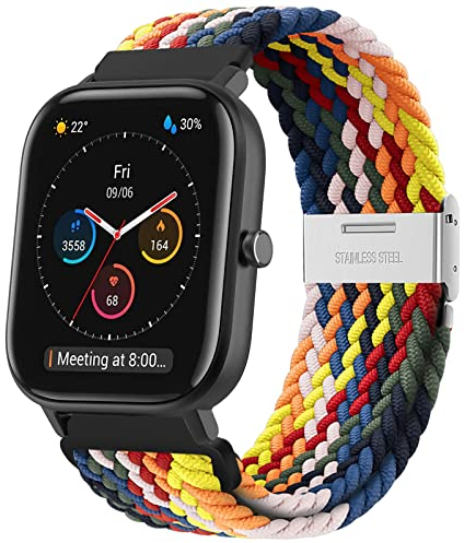Kompatibel mit Amazfit GTS Armband, 20mm Elastic Adjustable Nylon Armband für Amazfit GTR Mini, Amazfit Active, Amazfit GTS 4 Mini, GTS 4, GTS 3, GTS 2, GTS 2 Mini, GTS 2e, Amazfit Bip, Bip U Pro