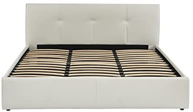 BAÏTA Bett mit Truhe Seguro, Kunstleder, Weiß, 180 x 200 cm, inkl. Lattenrost