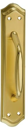 AZERODESIGN: Tirador Puerta Exterior -Tiradores Puertas -Tirador Puerta Corredera -Maneta Puerta Aluminio -Medida de la Placa 255 mm de Largo x 47mm de Ancho, Diseño Clasico (LATON SATINADO)