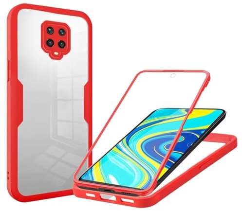 Haygdz Funda para Xiaomi Redmi Note 9 Pro MAX/Note 9S, 360 Grados Antichoque Protección Carcasa Fundas con Protector de Camara Antigolpes Bumper Xiaomi Redmi Note 9 Pro MAX/Note 9S (Rojo)