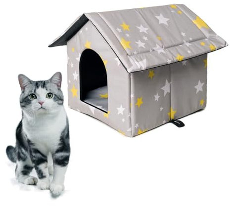 NSXIN Katzenhaus Draußen Winterfest Wasserdicht Katzenhöhle, Faltbares Outdoor Isoliert Hundehöhle Große Katzen Outdoor Pet House, Waschbar Wetterfest Kuschelhöhle Tierheim Für Streuner Haustiere (M)