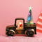 TITA-DONG Weihnachtsmann Fährt Traktor-Ornamente, Weihnachts-Schneekugel-Laterne mit Weihnachtsbaum, Vintage-Weihnachtsmann Fährt Weihnachtsbaum-LKW, Beleuchtete Schneekugel-Laterne LED und(Bronze)