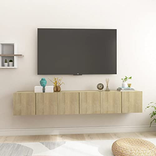 Meuble TV suspendu 3 pièces chêne Sonoma 60 x 30 x 30 cm