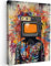 MuchoWow© Wandbilder 60x80 cm Wohnzimmer Wanddeko Schlafzimmer Zimmerdeko Fotowand Zimmer Deko Wand Dekoration Wall Banksy - Street Pop Art - Fernsehen - Graffiti - Mann - Farben