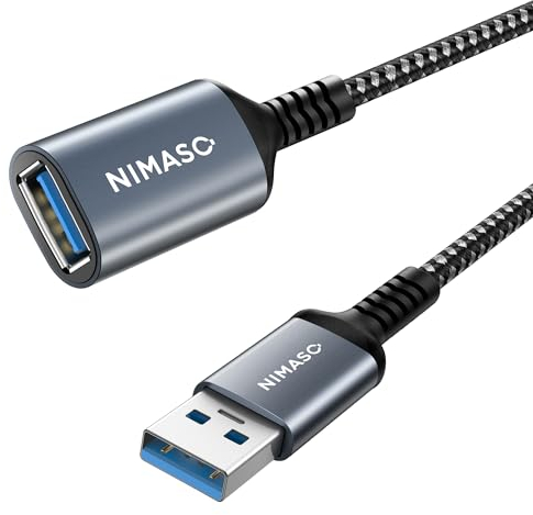 Nimaso Verlängerung Kabel 1 Stück 1M, USB 3.0 Verlängerungskabel A Stecker auf A Buchse mit Nylon Stoffmantel,5Gbps ultraschnelle Übertragung für Kartenlesegerät,Tastatur, Drucker, Scanner, Kamera