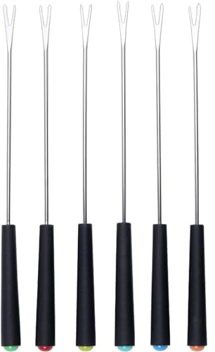 LATRAT Lot de 6 Fourchettes à Fondue en Acier Inoxydable - Poignée Résistante à la Chaleur pour Fromage, Chocolat, Rôti, Viande et Guimauves